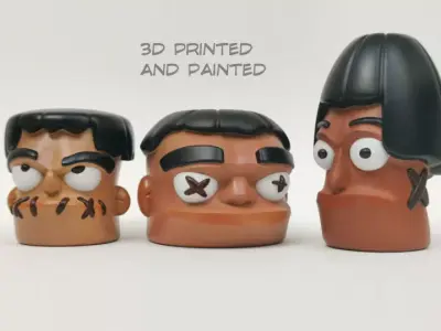 3 wise shrunken heads  3D print model