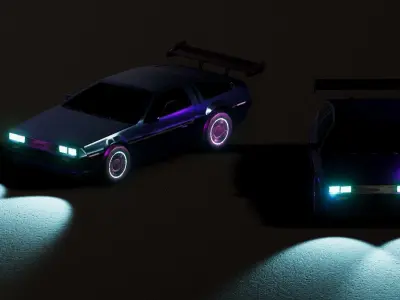 Cyberpunk Car DeLorean Low-poly 3D model