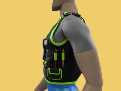 MULTIPURPOSE VEST CLOTH JACKET POCKET FOR ENGINEER SAFETY 3D model