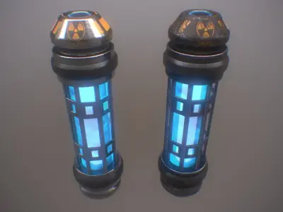 PBR Retro Sci-Fi Energy Cell UPDATED WITH LODs Free low-poly 3D model