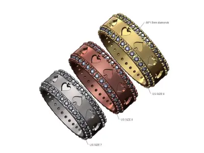 Ace of spades diamond sides cigar band US sizes 7 8 9 3D print model