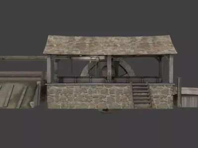 medieval sawmill 3D model