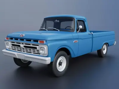 Pickup Truck F100 Long Bed 1966 3D print model