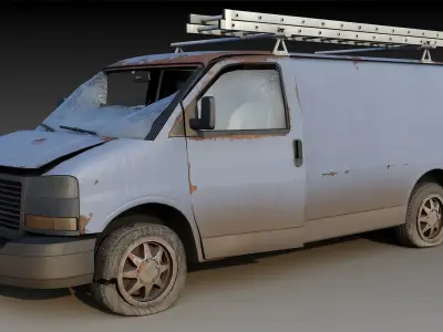 Abandoned Car van Low-poly 3D model