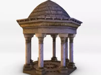 Gazebo stone with columns 3D model