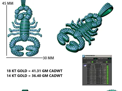 Luxury Scorpion Diamond Pendant 3D print model