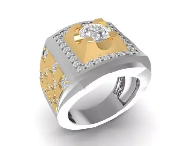Luxury Square Diamond Ring for Men 636 3D print model