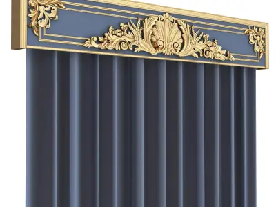 Cornice Classic Curtain 09 Low-poly 3D model