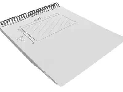 Spiral Bound Notepad with Floor Plan Sketch Low-poly 3D model