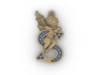 My Angel Letter Pendant Necklace 3D print model