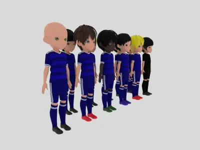 Blue Soccer - Football Team Low-poly 3D model