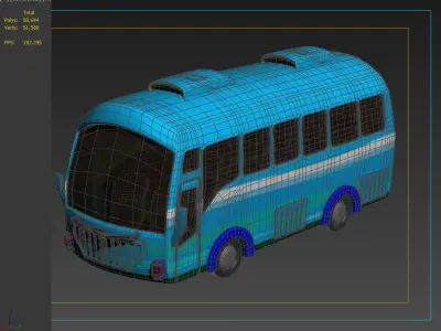 cartoon school bus taxi yellow toon coach toon london storey 3D model