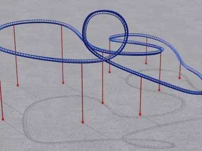 Rollercoaster 3D model roller coaster with ropes Low-poly 3D model
