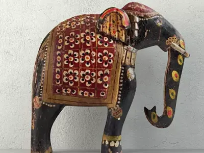 Vintage Indian Solid Wood Elephant 3D model