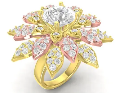Luxury Floral Cluster Diamond Ring for Women  3499 3D print model