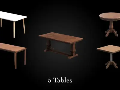 3D Game Assets - Chairs and Tables Low-poly 3D model