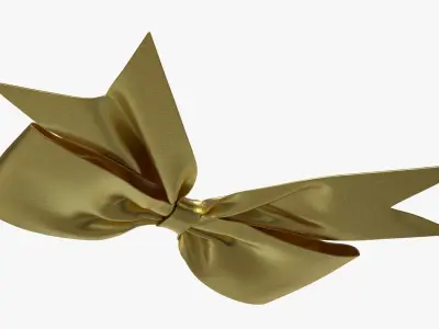 Small ribbon decoration gold metallic 3D model
