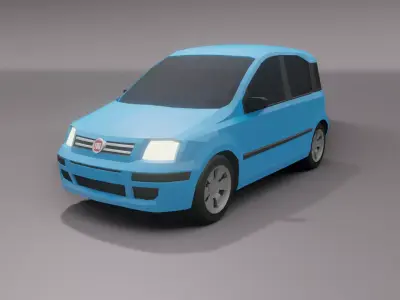 Fiat Panda 2004 low poly 3D model Low-poly 3D model