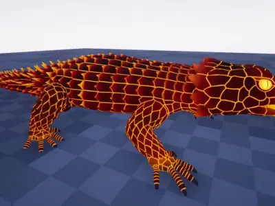 Fire Armadillo lizard  Low-poly 3D model
