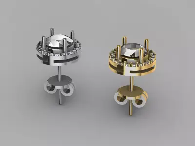 Luxury Stud Earring 3D Print Model  Gemstone Setting Design 3D print model