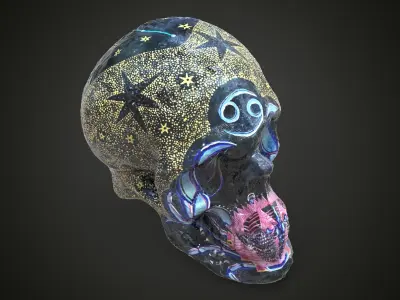 cancer zodiac scull Low-poly 3D model