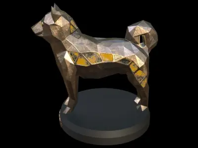 Steampunk Shiba Inu Dog Low-poly 3D model