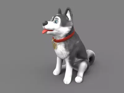 Cartoon Dog Sitting Low-poly 3D model