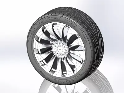 Wheel for scale model tire with realistic tread pattern 3 3D print model