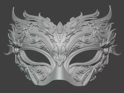 Luxury Ornate Masquerade Mask Baroque Fantasy 3D print model