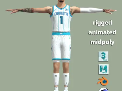 T-Pose Rigged LaMelo Ball Charlotte Hornets 3D model