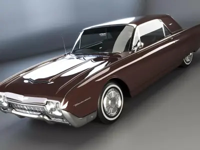 Thunderbird 1961 Convertible Hardtop Low-poly 3D model