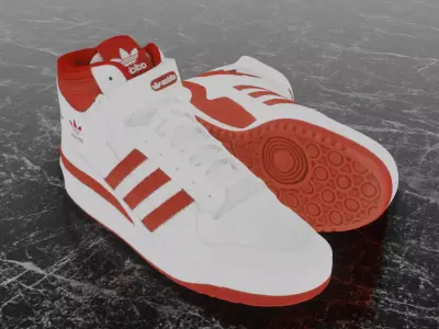 ADIDAS FORUM MID - RED 3D SHOES Low-poly 3D model