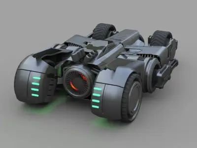 Bat mobile concept   rigged vehicle 3D model