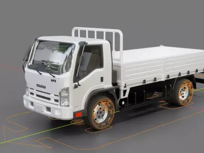 Isuzu NPR Flatbed Truck 3D model