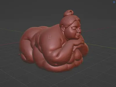 Chubby Woman Lying Down Sculpture 3D print model