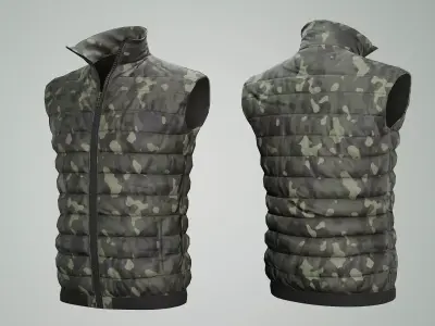 Jacket Sleeveless Camouflage  Low-poly 3D model