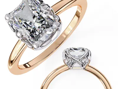 Solitaire Ring modern radiant diamond  ring 3D print model