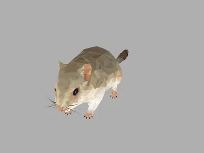 Grey Sand Mous Low Polygon Art  Animal Mouse Low-poly 3D model