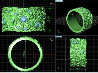 textured ancient Wedding Band 1105 3D print model