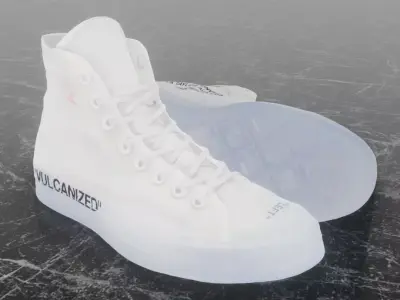 CONVERSE HIGH OFF WHITE 3D SHOES Low-poly 3D model