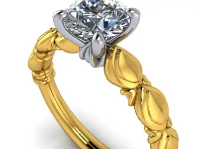 1 Carat Vintage Classic Solitaire Ring Hand Crafted design style 3D print model