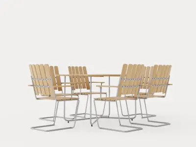 B25 dining set Low-poly 3D model
