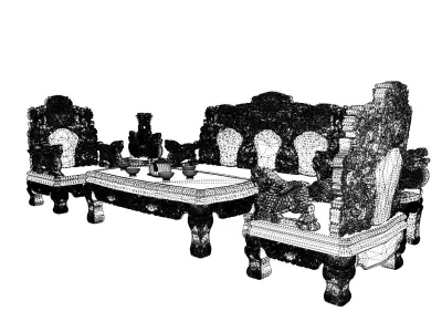 Classic China Dragon Sofa Low-poly 3D model