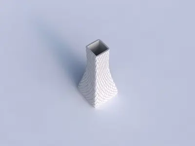Vase squeezed rectangle with diagonal grid plates 3D print model