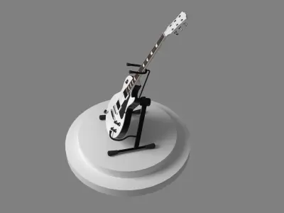 White Guitar Model 3D print model