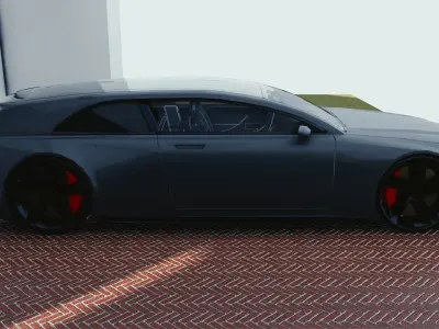 BLENDER EEVEE Brandless Extended Wheelbase 2 door shooting brake Low-poly 3D model