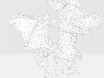 Adorable Orange Dragon 3D Model 3D model
