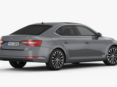 Skoda Superb 2016 detailed interior 3D model