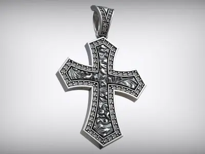 Templar Maltese Diamond Cross Engraving Floral Pattern 3D print model