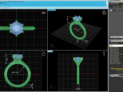 Diamond Women Engagement Ring R8 3D print model